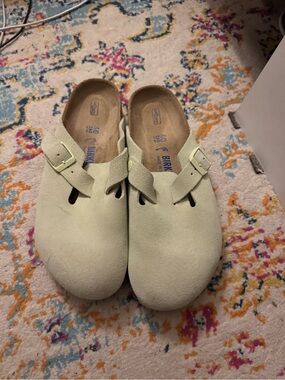 Birkenstock Boston Suede Clog in Light Green